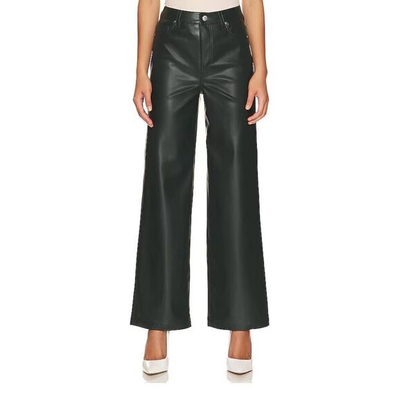 Blank NYC Pants - Blank NYC Faux Leather Franklin Rib Cage Straight Deep Olive Color Sz…